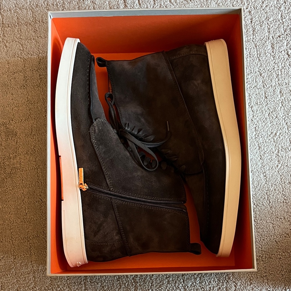 Santoni Dark Brown High-Top Boots